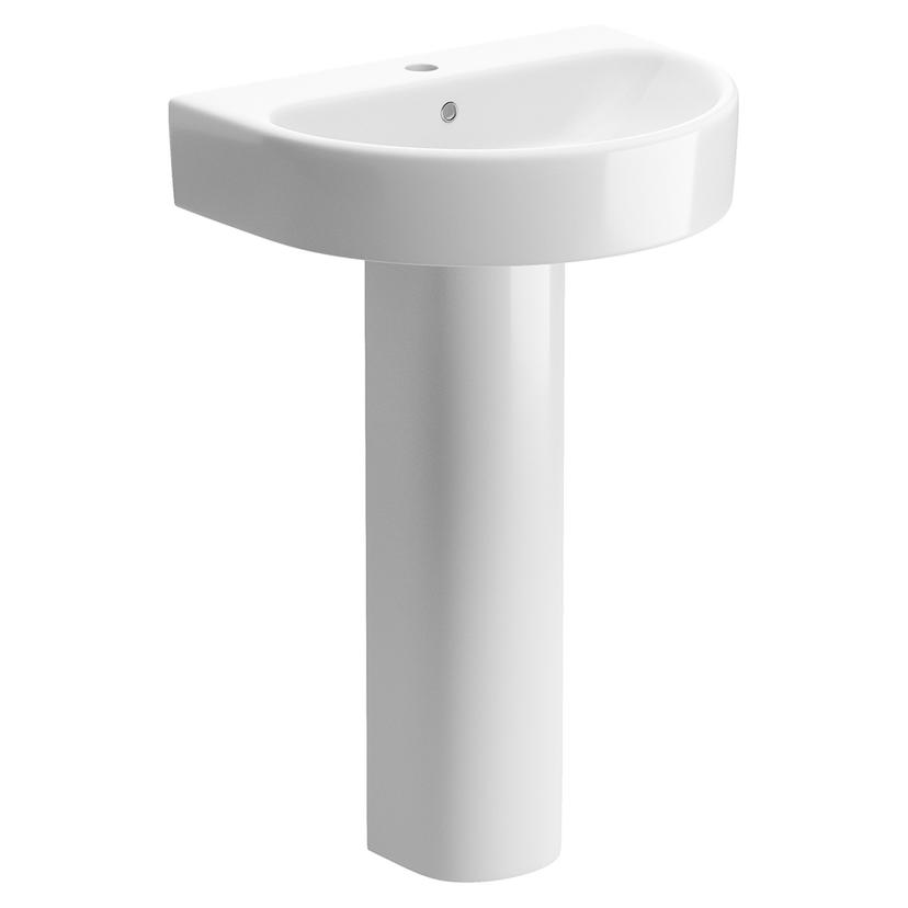 Milan 555mm(w) x 430mm(d) 1 Tap Hole Basin & Full Pedestal