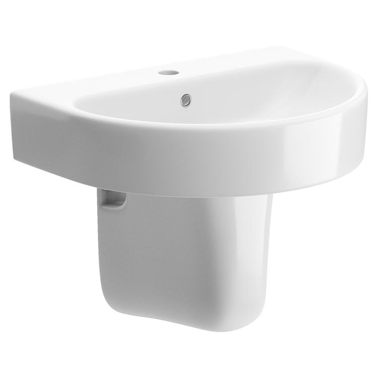 Milan 555mm(w) x 430mm(d) 1 Tap Hole Basin & Semi Pedestal