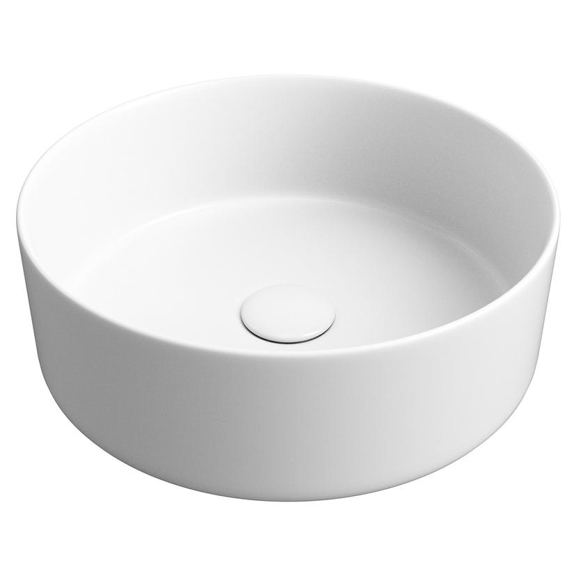 Lucca 355mm Matt White Ceramic Round Washbowl & Waste