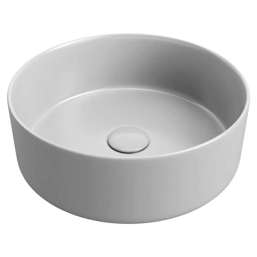 Lucca 355mm Light Matt Grey Ceramic Round Washbowl & Waste