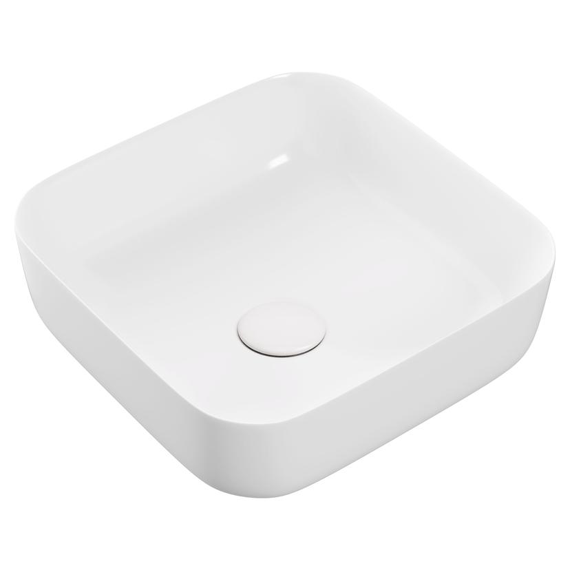 Lucca 400mm Matt White Ceramic Square Washbowl & Waste