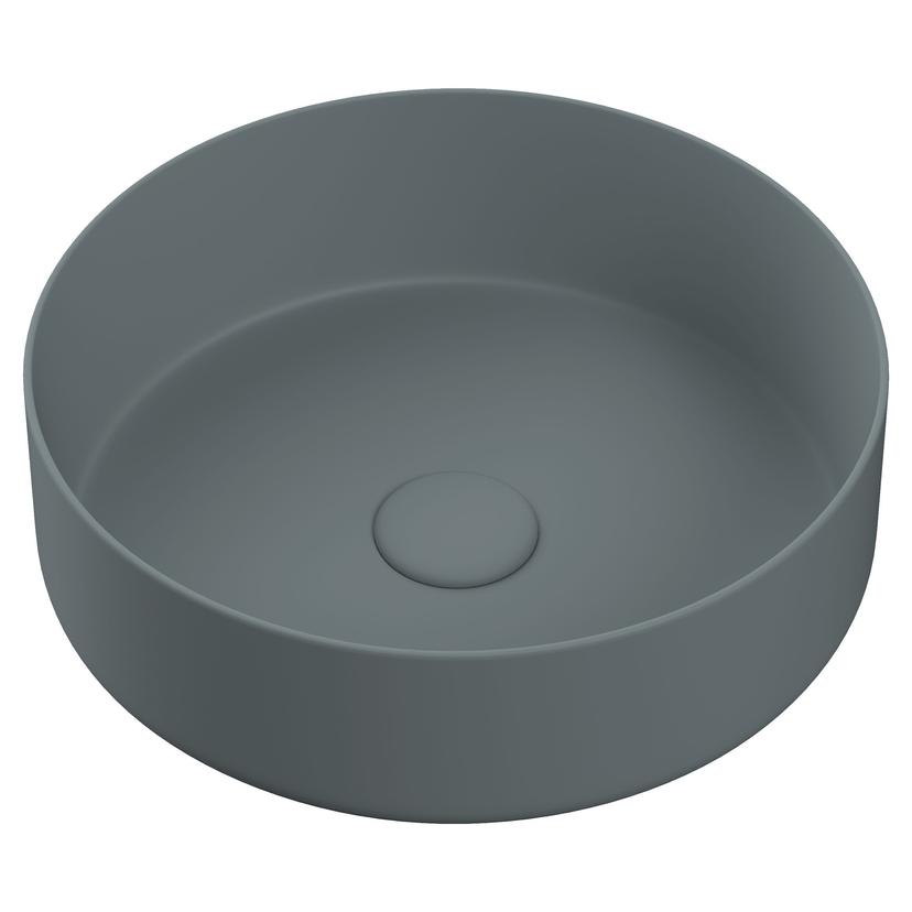 Lucca 355mm Matt Grey Ceramic Round Washbowl & Waste