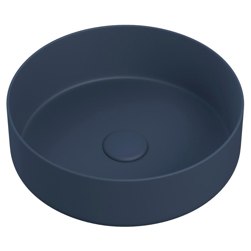 Lucca 355mm Matt Deep Blue Ceramic Round Washbowl & Waste