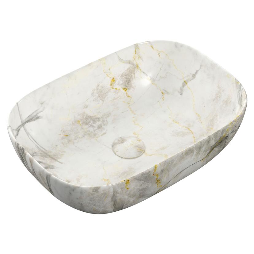 Aria 460mm (W) x 330mm (H) Ceramic Washbowl - White Marble Effect