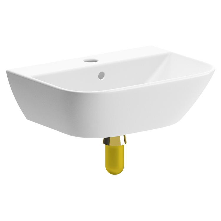 Parma 450mm (W) x 320mm (H) 1 Tap Hole Cloakroom Basin & Brushed Brass Bottle Trap