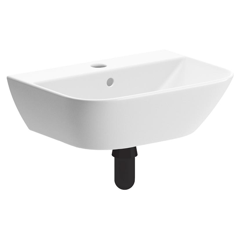 Parma 450mm (W) x 320mm (H) 1 Tap Hole Cloakroom Basin & Black Bottle Trap