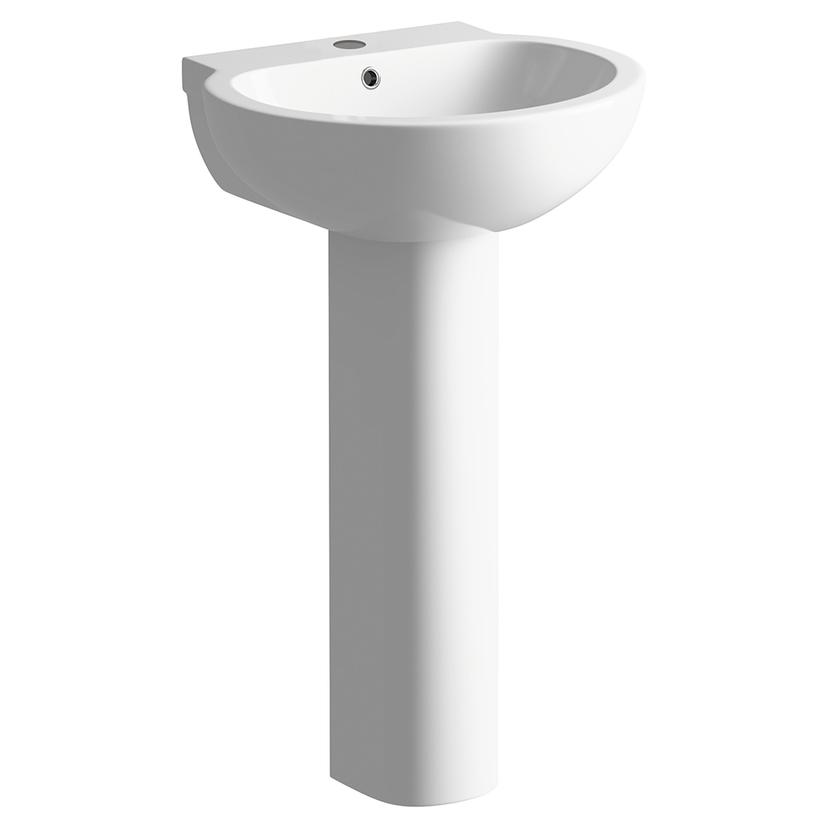 Bolzano 535mm(w) x 490mm(d) 1 Tap Hole Basin & Full Pedestal