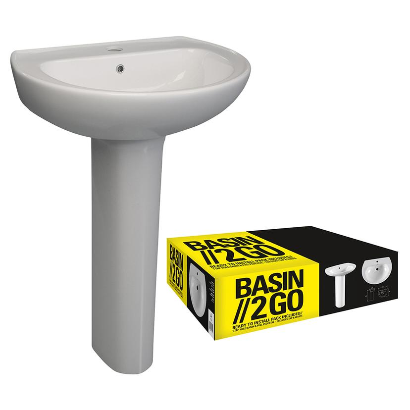 Rome 573mm(w) x 460mm(h) 2 Tap Hole Basin & Full Pedestal