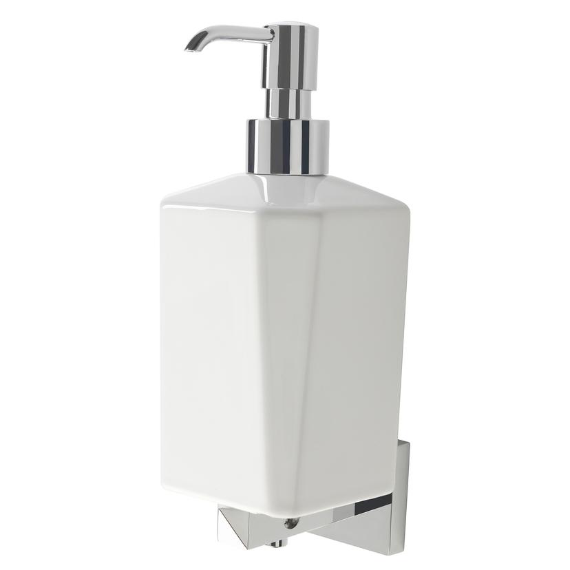 Mensa Wall Mounted Soap Dispenser - Chrome & White