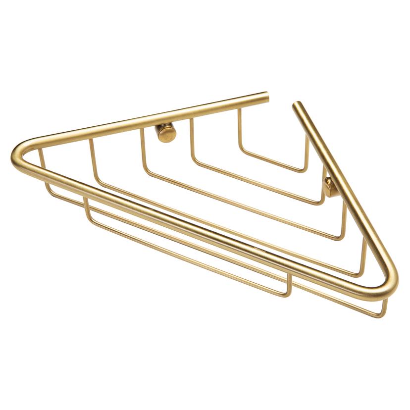 Crux 1-Tier Corner Shower Storage - Brushed Brass