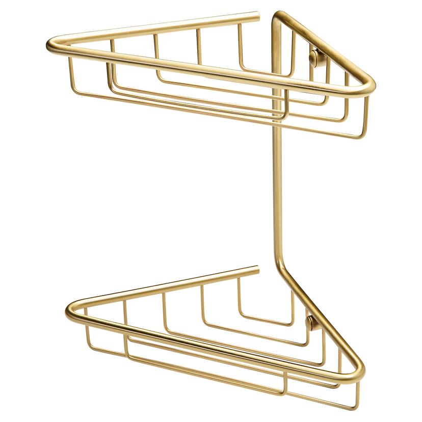 Crux 2-Tier Corner Shower Storage - Brushed Brass