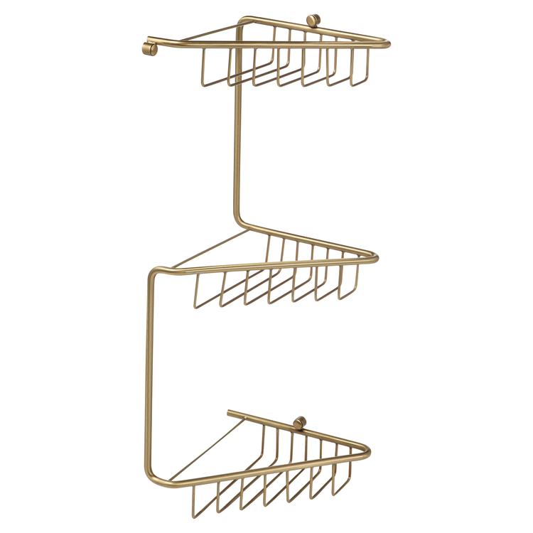 Crux 3-Tier Corner Shower Storage - Brushed Brass