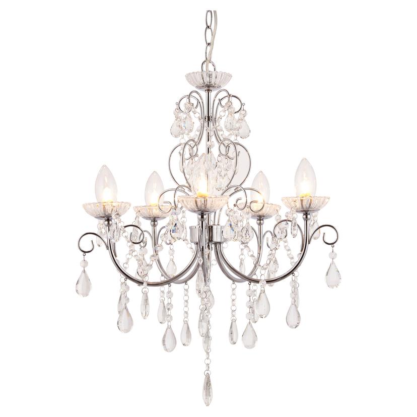 Gemini 5 Arm Chandelier Ceiling Light - Chrome