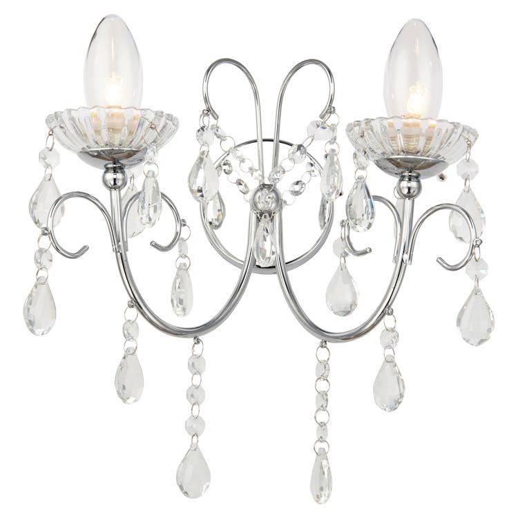 Gemini 2 Arm Chandelier Wall Light - Chrome