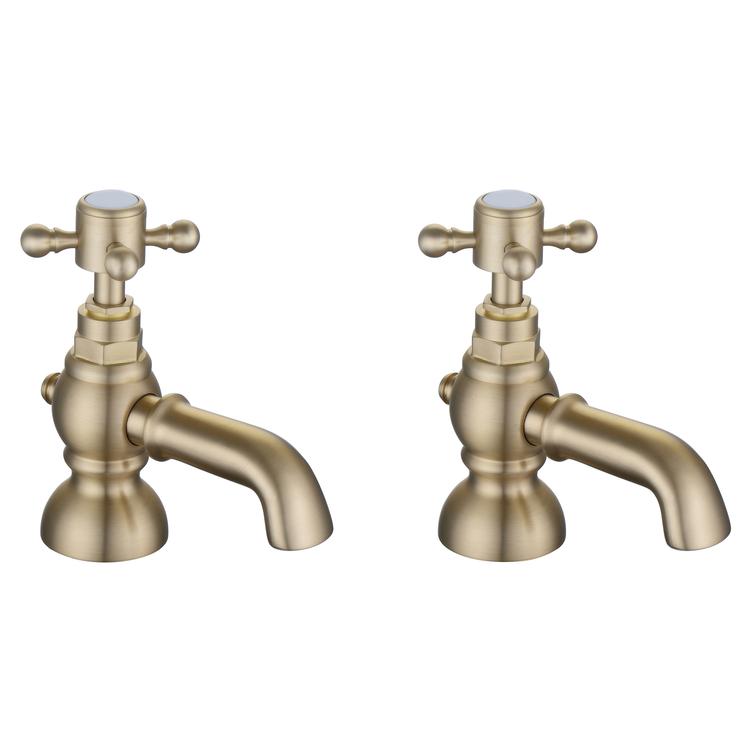 Shergar Bath Pillar Taps - Brushed Brass