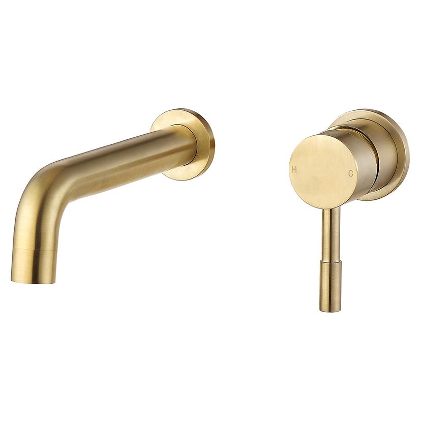 Winx Mono Wall Mounted Basin Tap - Brushed Brass