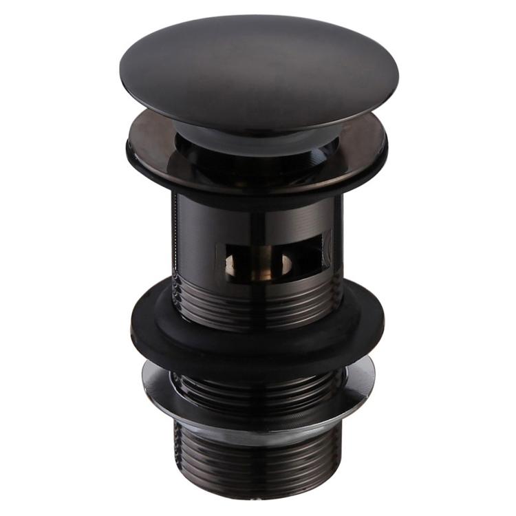 Basin Push Button Waste (Slotted) - Matt Black