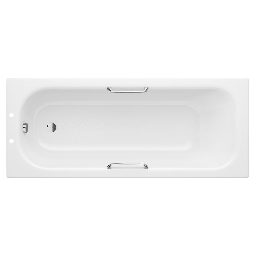 Steel Single Ended 2 Tap Hole Bath with Grips & Anti-slip 1700mm(l) x 700mm(w) x 500mm(h)