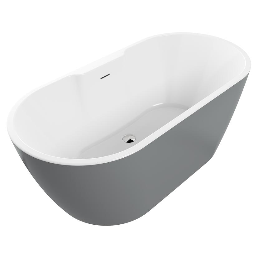 Centura Freestanding 1655mm(l) x 745mm(w) x 580mm(h) Bath - Grey