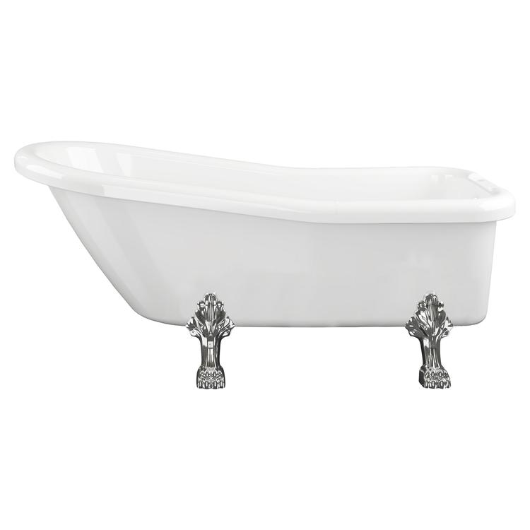 Cortina Freestanding 1530mm(l) x 670mm(w) x 760mm(h) 2 Tap Hole Bath With Feet - White