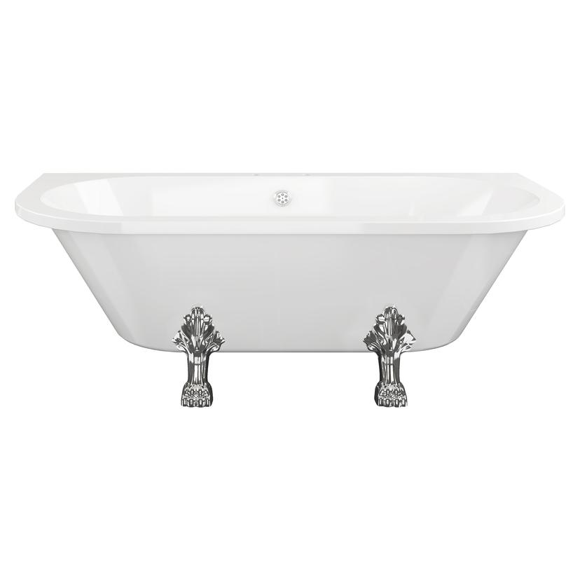 Sonata Freestanding Back To Wall 1700mm(l) x 800mm(w) x 600mm(h) 2 Tap Hole Bath With Feet - White