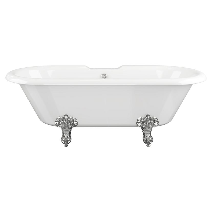 Rondo Freestanding 1690mm(l) x 740mm(w) x 620mm(h) 2 Tap Hole Bath With Feet - White