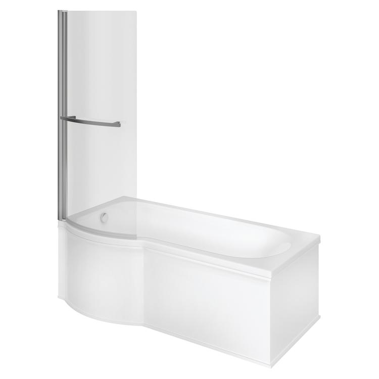 Fairmont P Shape SUPERCAST Bath with Panel and Shower Screen