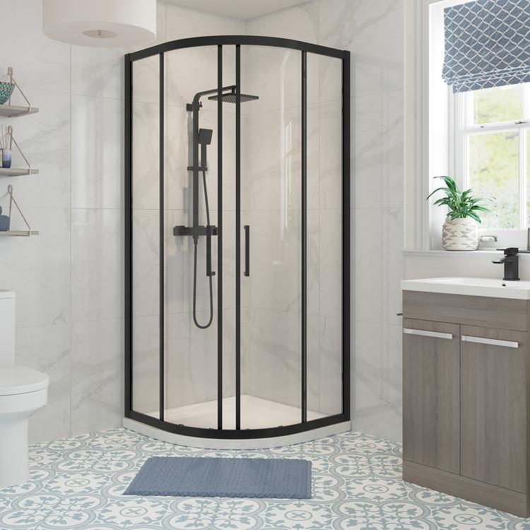 Elin Framed Black 2 Door Quadrant Shower Enclosure