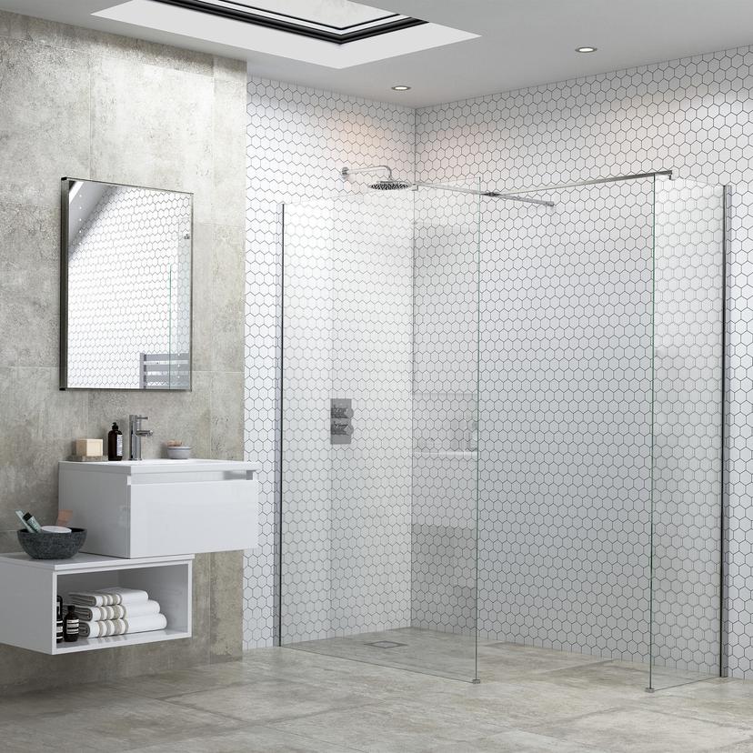 Ceri Optional Wetroom Side Panels with Support Bar & T Connector