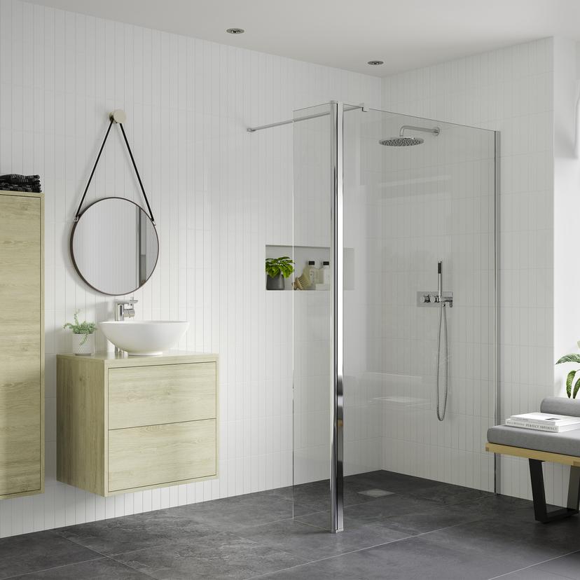 Lowri Wetroom Panels Support Bar & 300mm(w) Rotatable Panel