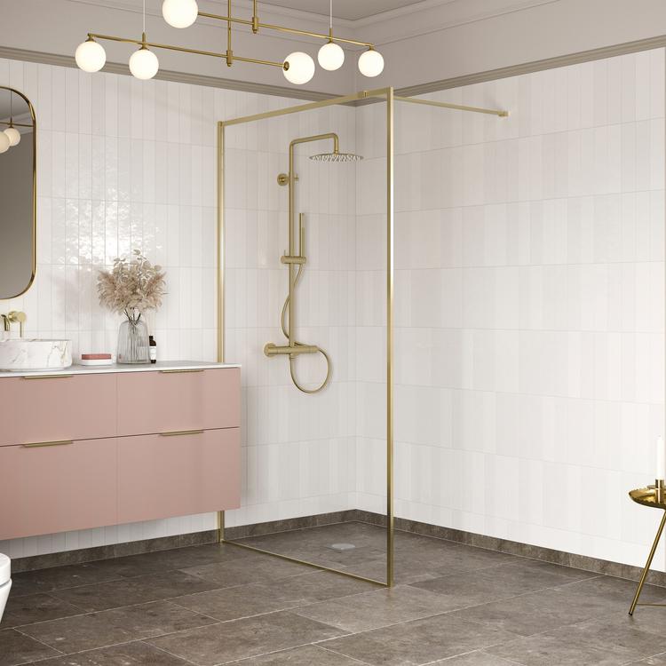 Lowri Brushed Brass Profile Wetroom Panels