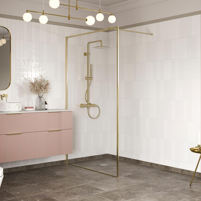 Lowri Brushed Brass Profile Wetroom Panels