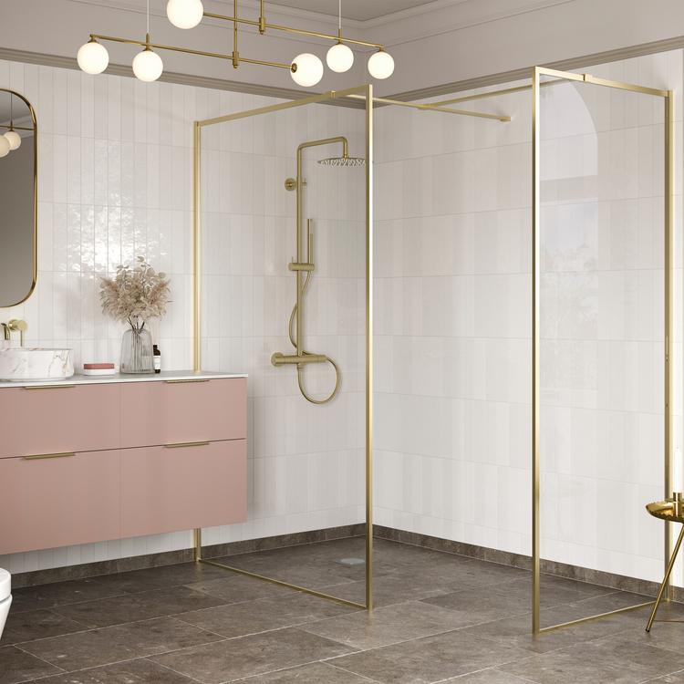 Lowri Brushed Brass Profile Wetroom Side Panels