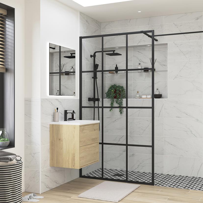 Lowri Black Framed Wetroom Side Panels