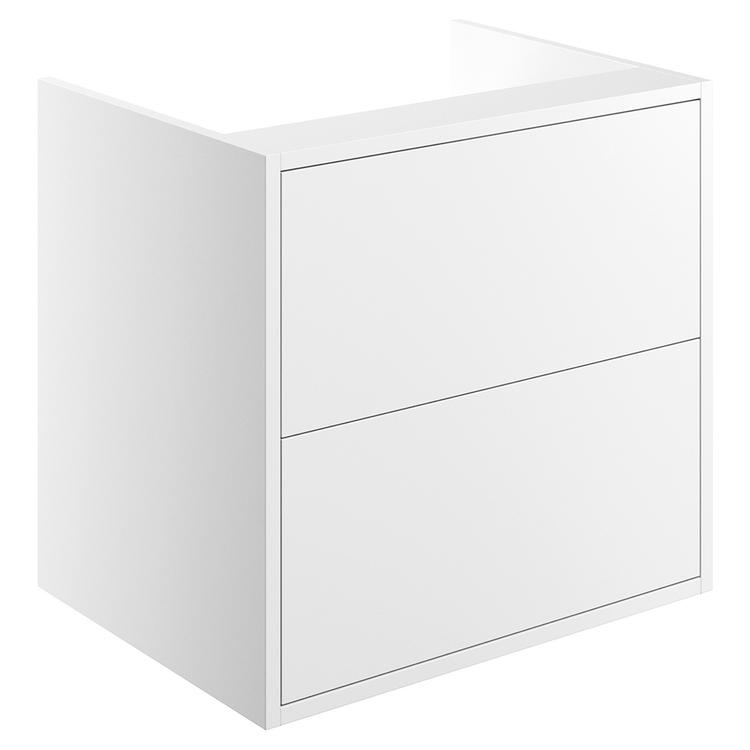 Chiba 600mm(w) 2 Drawer Wall Hung Basin Unit (No Top) - Matt White