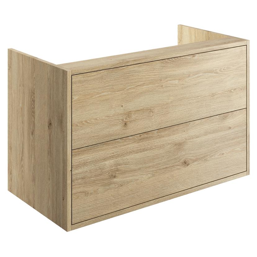 Chiba 900mm(w) 2 Drawer Wall Hung Basin Unit (No Top) - Havana Oak