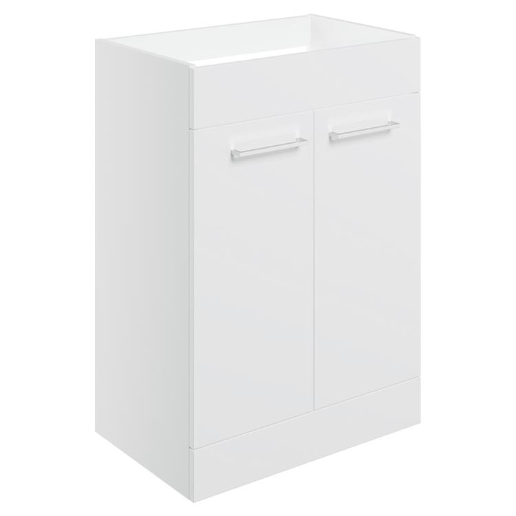 Naha 590mm (W) x 830mm (H) x 450mm (D) Freestanding 2 Door Basin Unit (No Top) - White Gloss