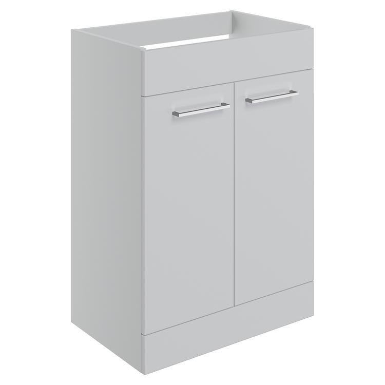 Naha 590mm (W) x 830mm (H) x 450mm (D) Freestanding 2 Door Basin Unit (No Top) - Grey Gloss