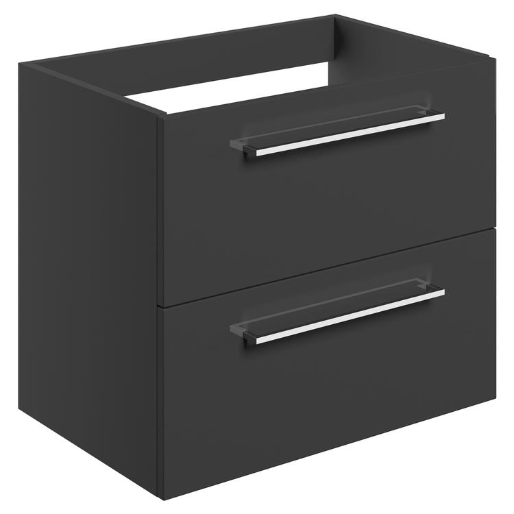 Naha 590mm (W) x 500mm (H) x 450mm (D) Wall Hung 2 Drawer Basin Unit (No Top) - Anthracite Gloss