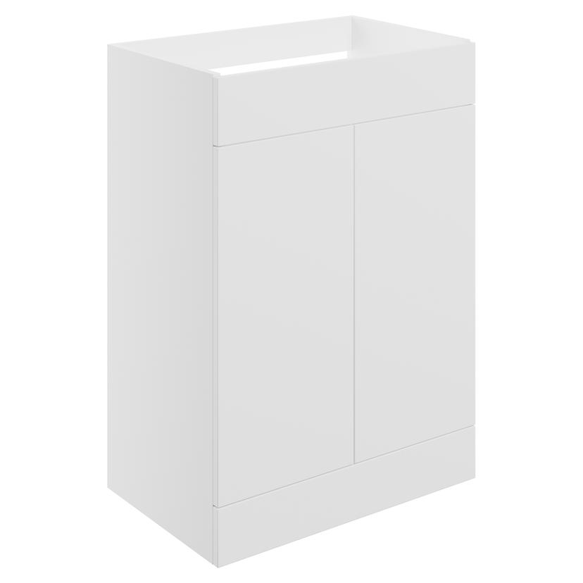 Yamagata 590mm (W) x 830mm (H) x 455mm (D) Freestanding 2 Door Basin Unit (No Top) - Matt White