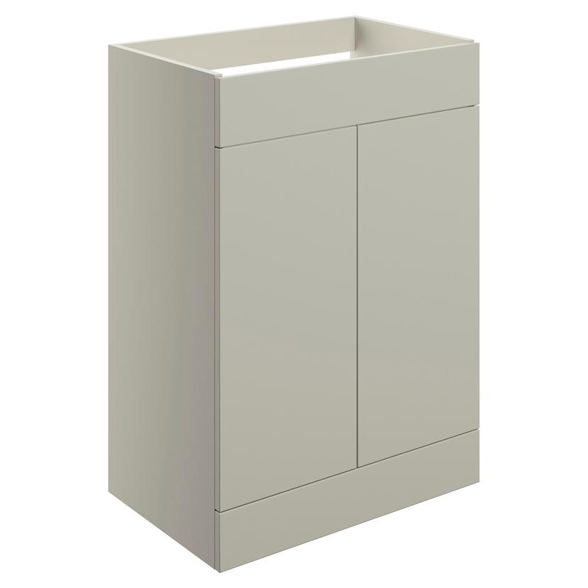 Yamagata 590mm (W) x 830mm (H) x 455mm (D)  Freestanding 2 Door Basin Unit (No Top) - Matt Latte