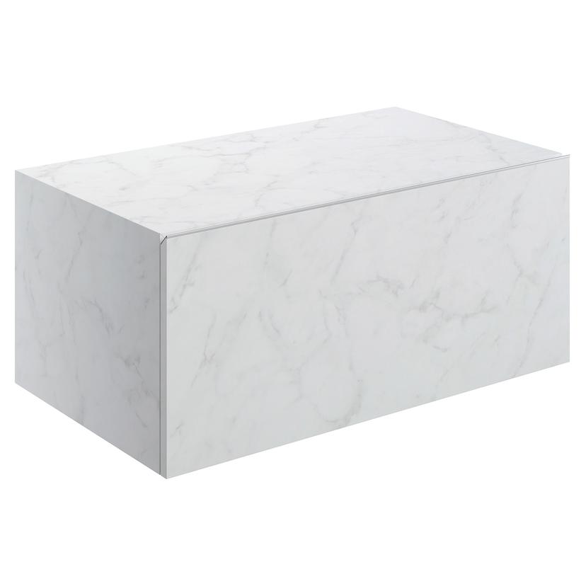 Kenzo 800mm (W) x 345mm (H) x 460mm (D) Wall Hung Storage Drawer - White Marble