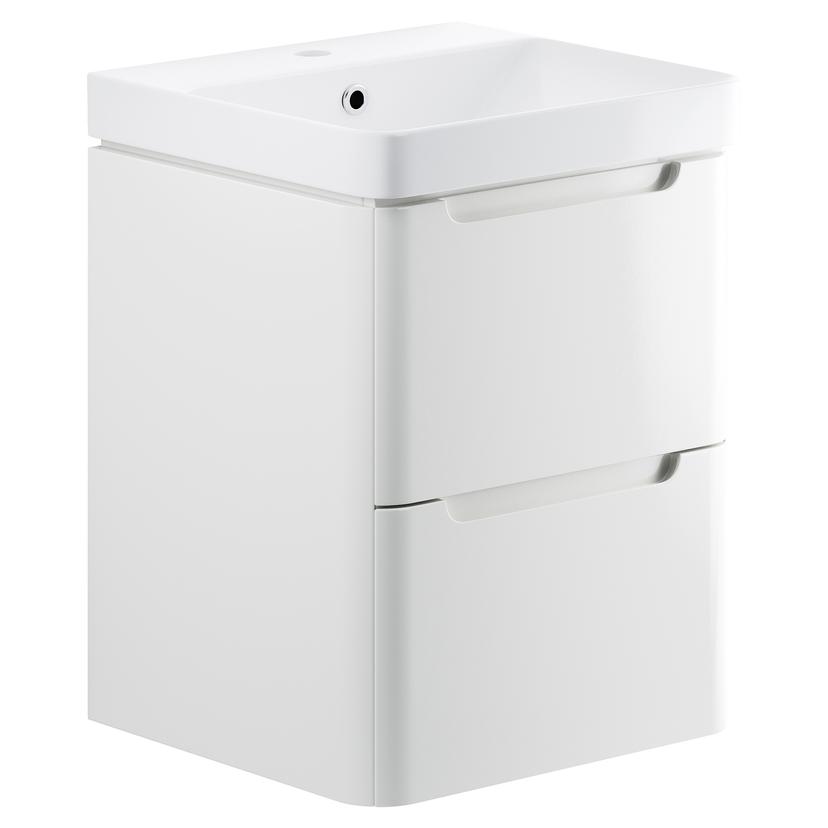 Kyoto 500mm(w) 2 Drawer Wall Hung Cloakroom Basin Unit - White Gloss