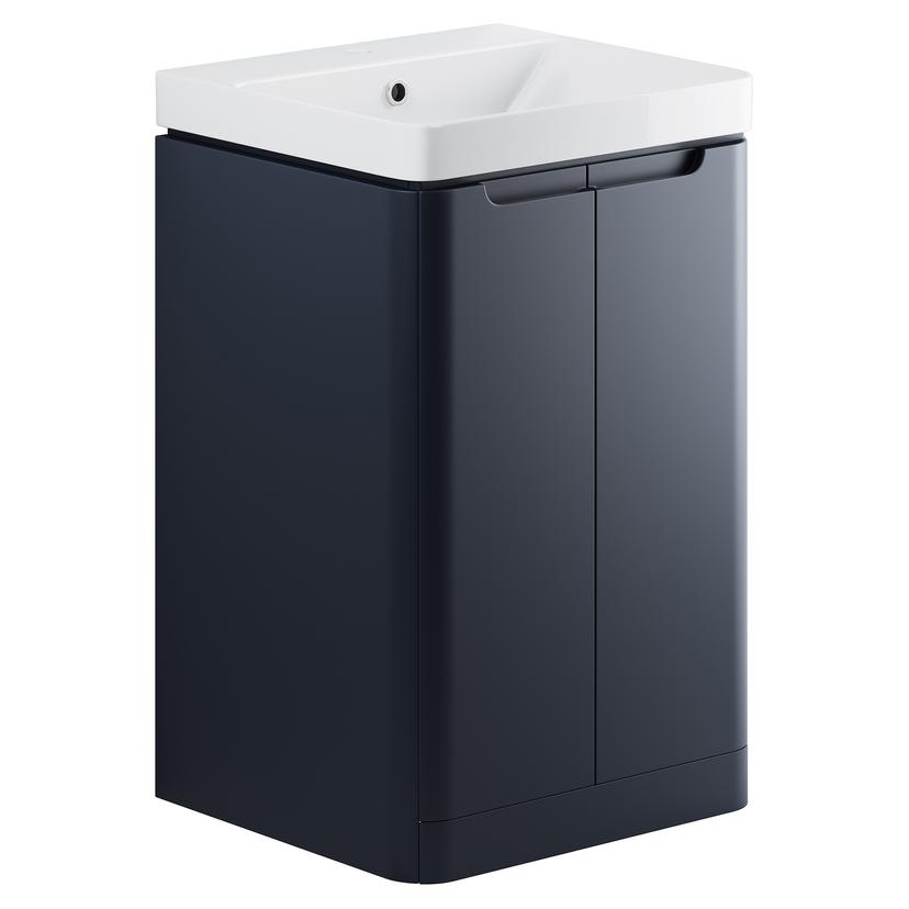 Kyoto 500mm(w) 2 Door Floor Standing Cloakroom Basin Unit - Matt Indigo