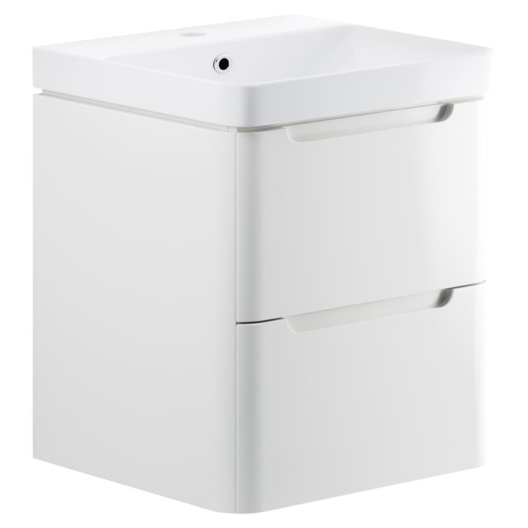 Kyoto 600mm(w) 2 Drawer Wall Hung Basin Unit - White Gloss