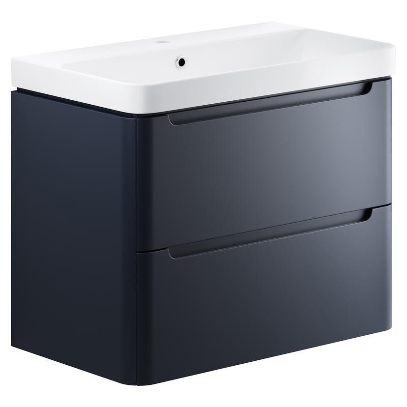 Kyoto 800mm(w) 2 Drawer Wall Hung Basin Unit - Matt Indigo