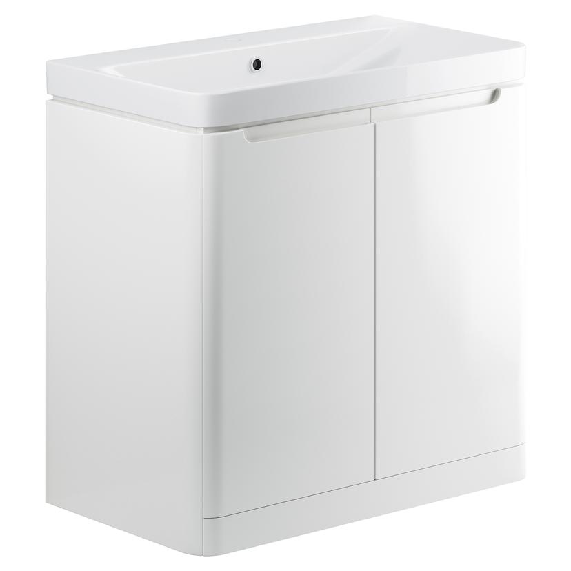 Kyoto 800mm(w) 2 Door Floor Standing Basin Unit - White Gloss