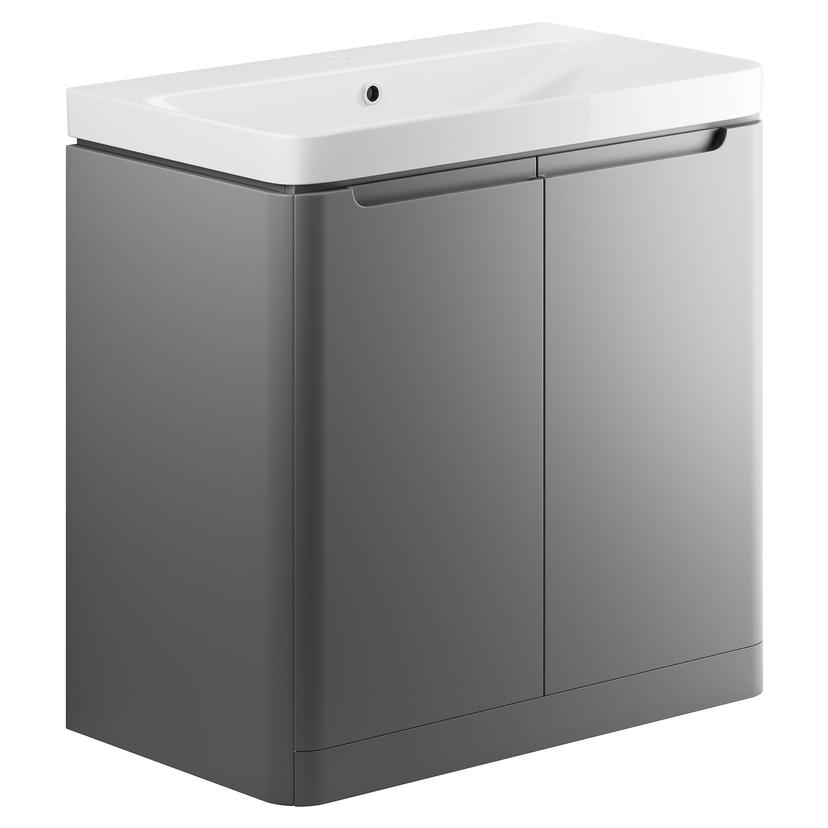 Kyoto 800mm(w) 2 Door Floor Standing Basin Unit - Matt Grey