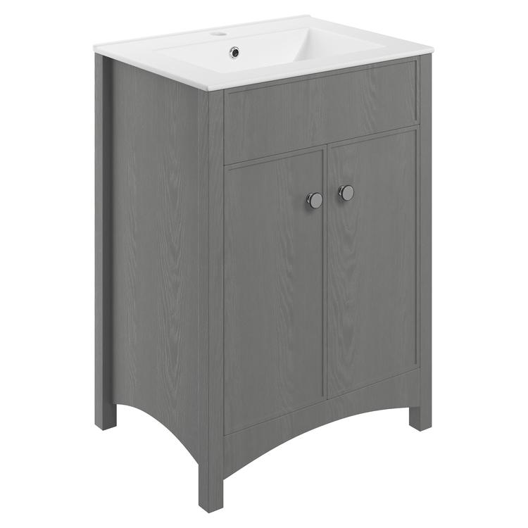 Sapporo 610mm(w) Basin Unit With Basin - Grey Ash