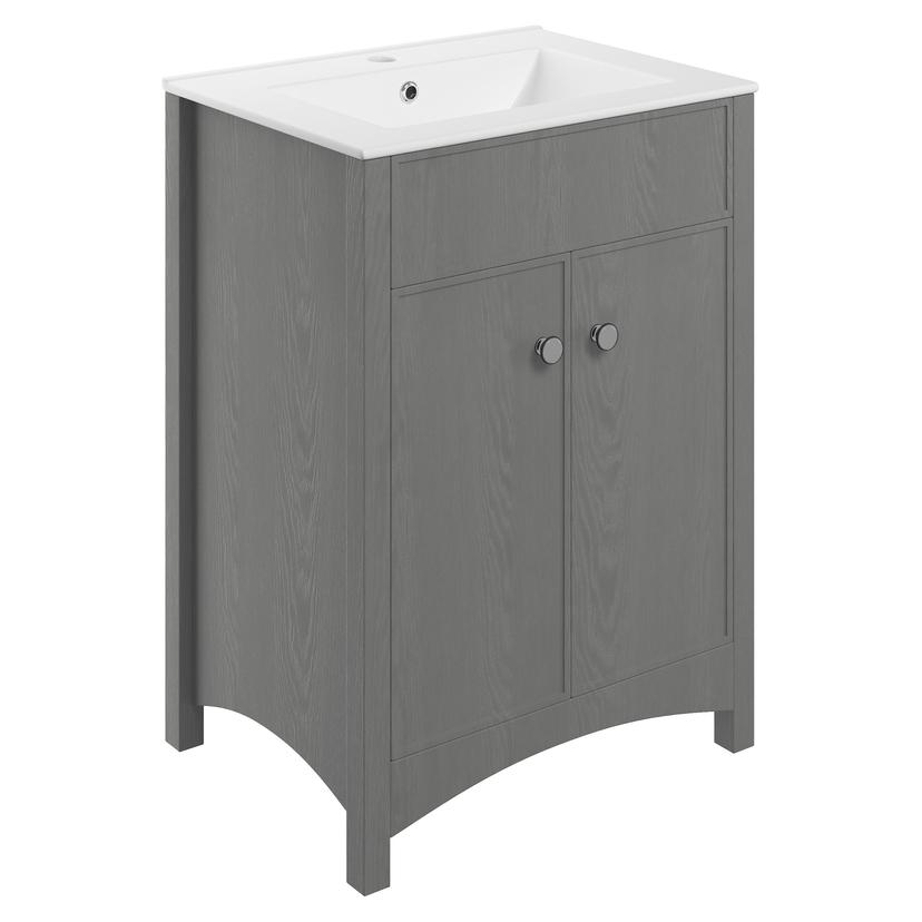 Sapporo 610mm (W) x 805mm (H) x 395mm (D) Basin Unit - Excluding Basin- Grey Ash